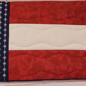 Flag Mug Rug/coaster/snack mat/fabric coaster/trivet/large size/Independence Day/Red, White, and Blue Coaster/MugRug image 3