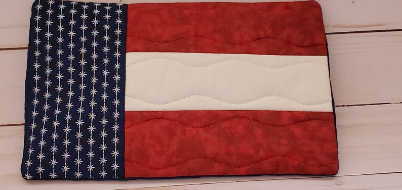 Flag Mug Rug/coaster/snack mat/fabric coaster/trivet/large size/Independence Day/Red, White, and Blue Coaster/MugRug image 3