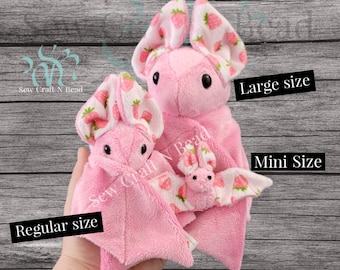 MADE to ORDER Pink Strawberry Bat Plush Scented or No Scent