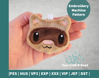 Llavero de peluche de hurón sable bordado ITH