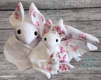 MADE TO ORDER White Japanese Cherry Blossom Bat Plush Scented or No Scent