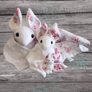 MADE TO ORDER White Japanese Cherry Blossom Bat Plush Scented or No Scent image 1