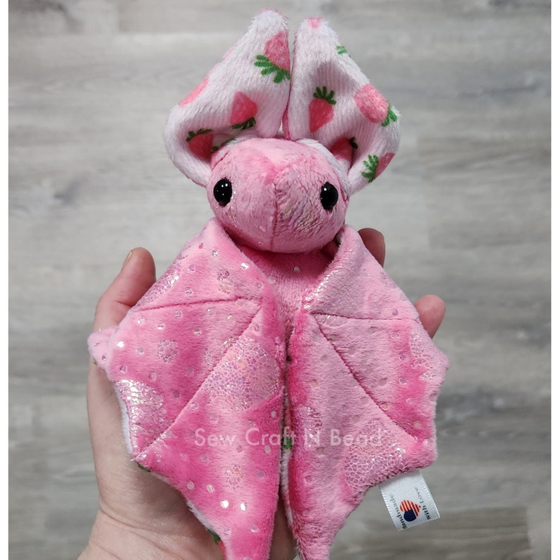 MADE to ORDER Limited Edition Pink Strawberry Bat Plush Scented or No Scent image 8