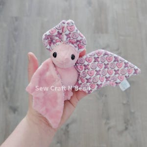 Handmade Hugs & Kisses Bat Plush: XOXO Minky Fabric