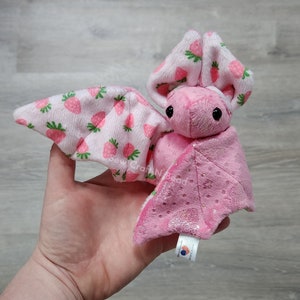 MADE to ORDER Limited Edition Pink Strawberry Bat Plush Scented or No Scent image 6