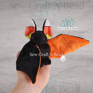 MADE to ORDER Black Bat Plush with Candy Corn Ears