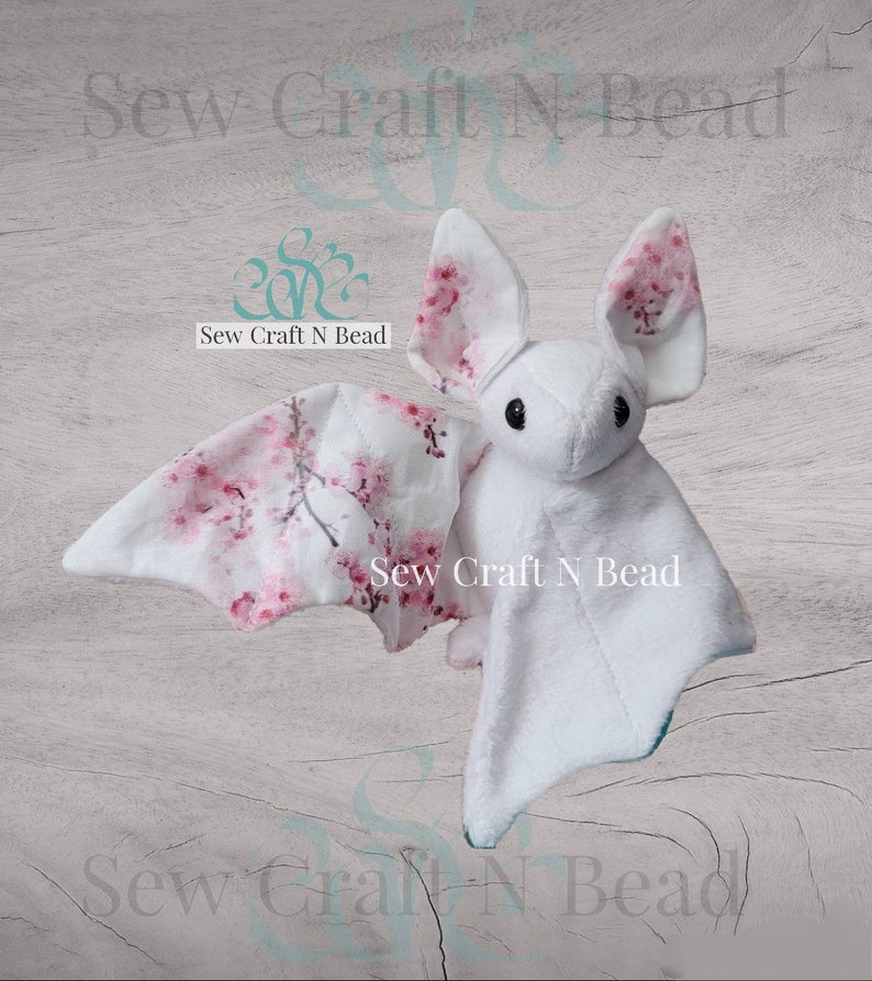 MADE TO ORDER White Japanese Cherry Blossom Bat Plush Scented or No Scent image 3