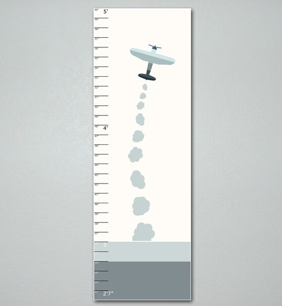 Plane Growth Chart Children S Art 10 X 30 Kids Room Etsy