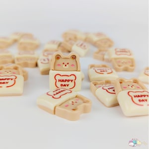 Kawaii Bear Bread Resin Cabochon Charms DIY Crafts (8pcs)