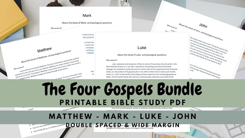 Gospels Bible Study Bundle – Matthew, Mark, Luke, John (ESV, Printable ...