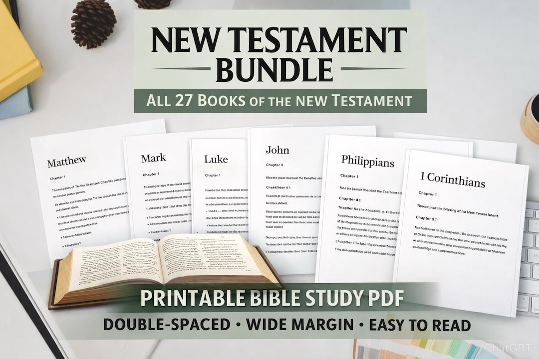New Testament Bundle — Printable Wide Margin Double Spaced Bible Study ...