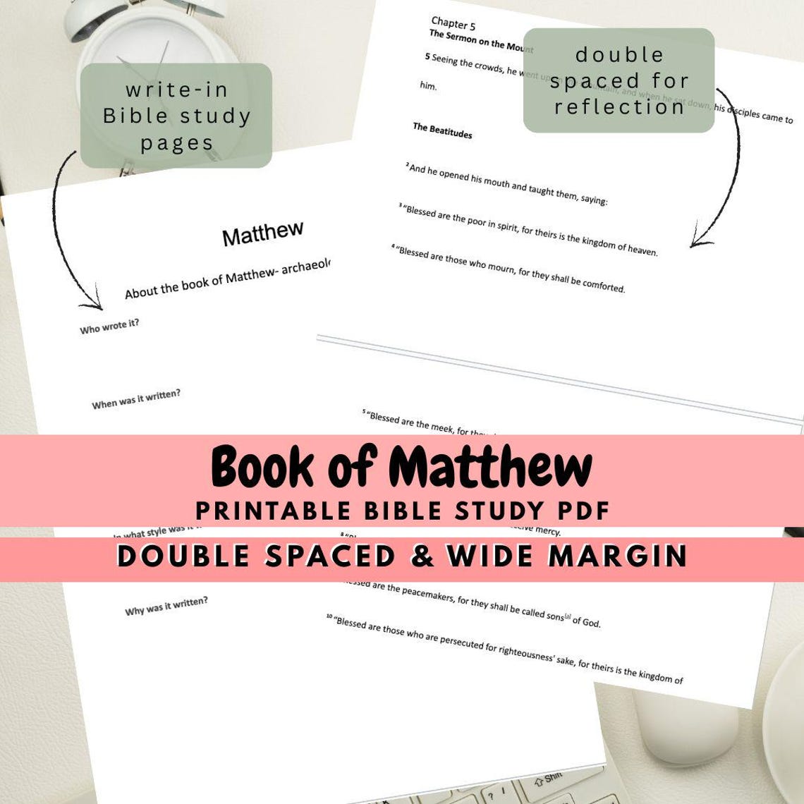 Matthew Study Guide Pdf Book of Matthew Study Printable PDF | Bible Journaling Pages Wide ...