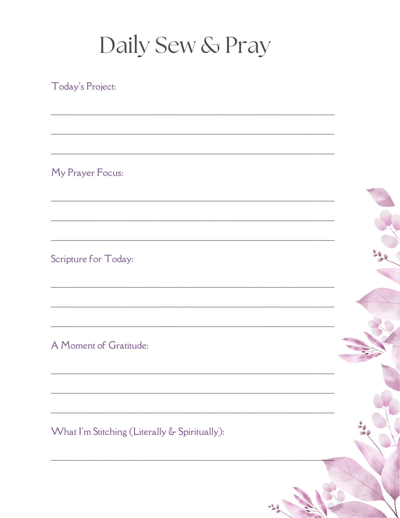Sew & Pray Journal | Printable Christian Sewing Devotional | Prayer ...