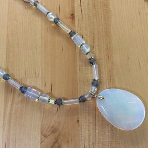Opalite pendant beaded necklace with various beads