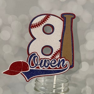 Baseball Party Cake Topper,  Rookie of the Year Party Theme, Personalized 1st Birthday Smash Cake Top, Male Birthday Ideas, Sports Theme
