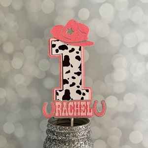 Cowgirl Cake Topper, 1st Rodeo Bday Theme, Disco Space Cowgirl, Farm Animal Party, Personalized Decoration, Horseshoe Cowboy Hat & Cow Print