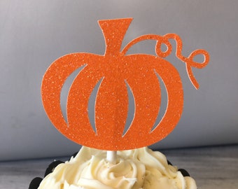 Pumpkin Cupcake Topper, Little Pumpkin Decoration, Pumpkin 1st Birthday or Baby Shower, Halloween  Autumn Birthday Desserts