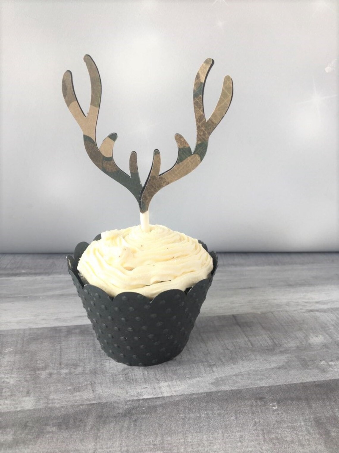 Camouflage Antler Cupcake Toppers Deer Cupcake Toppers | Etsy
