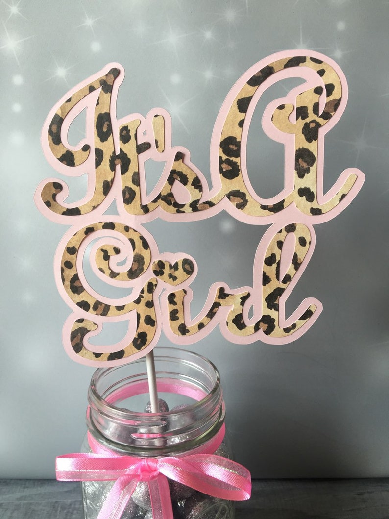 It's A Girl Cake Topper Leopard Cheetah Animal Print Baby | Etsy