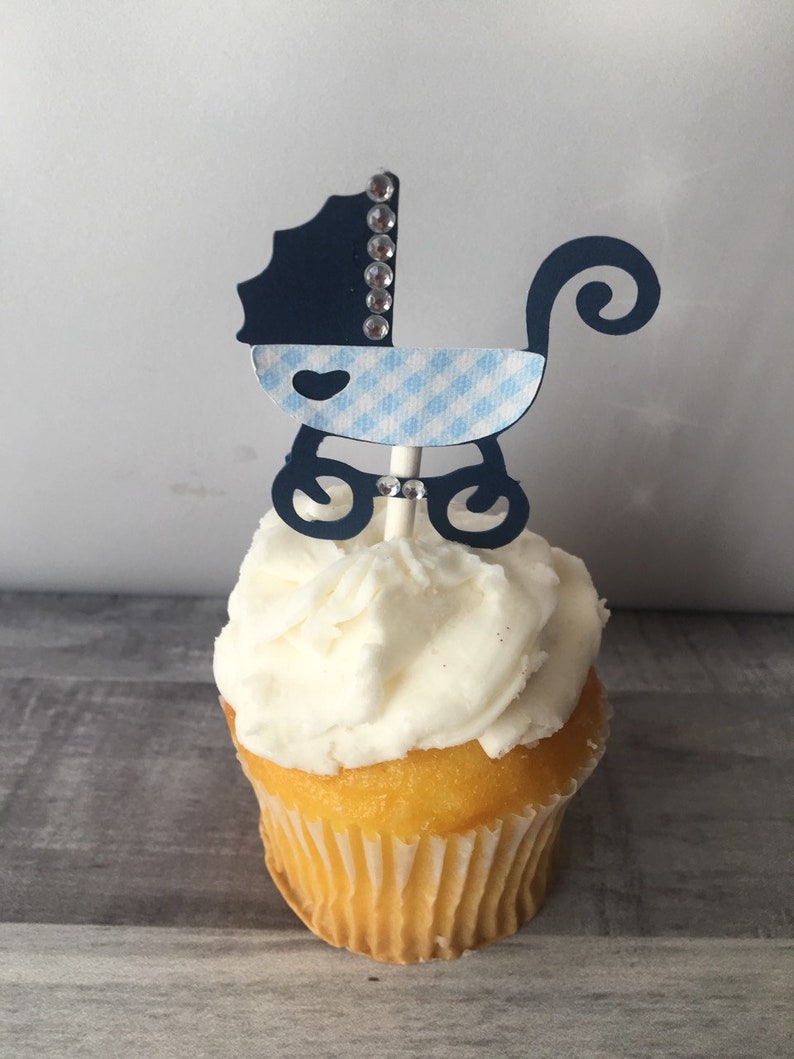 Baby Carriage Cupcake Toppers Baby Boy Cupcakes It S A Etsy Baby Carriage Cupcake Toppers Baby Boy Cupcakes It S A Etsy