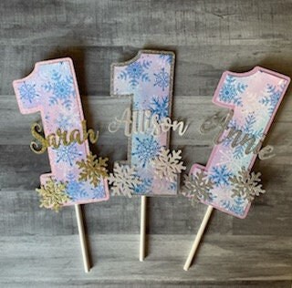 Snowflake Birthday Cake Topper Winter Onederland Smash Cake Winter Christmas 1st Birthday Custom Wonderland Theme Decoration