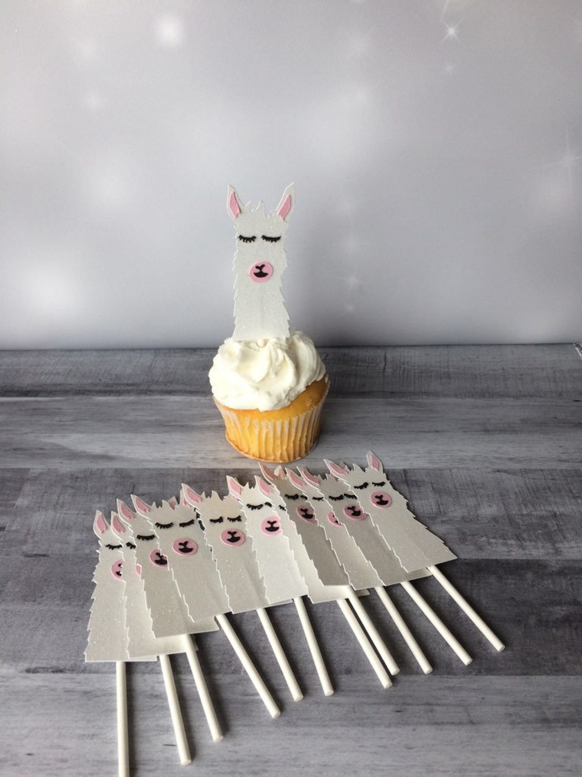 Llama Cupcake Topper Glitter Llamas Llama Birthday Llama Etsy