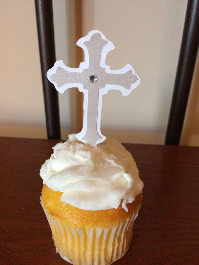 Cross Cupcake Topper Communion Cupcakes Baptism Cupcake Etsy