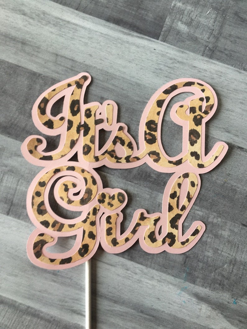 It's A Girl Cake Topper Leopard Cheetah Animal Print Baby | Etsy