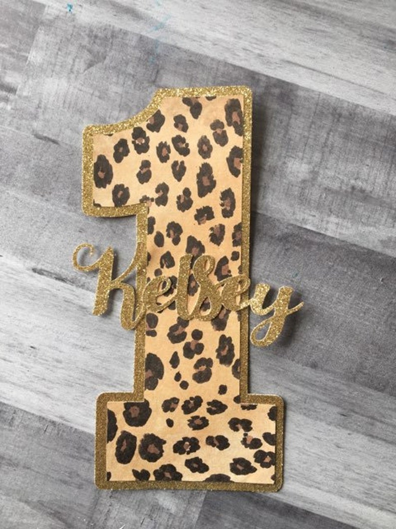 Leopard Cheetah 1st Birthday Cake Topper Wild One First Etsy