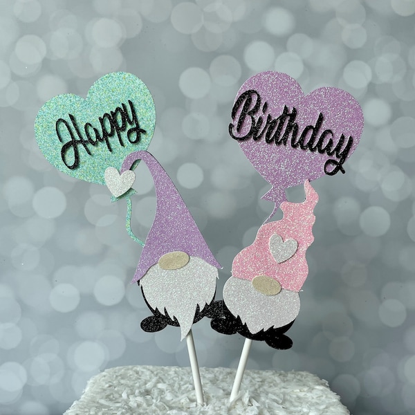 Gnome Birthday Cake Topper, 2 or 3 Piece Set, Nordic Gnome Party Theme, Personalized Gnome Cake Topper, Party Decoration, Customizable