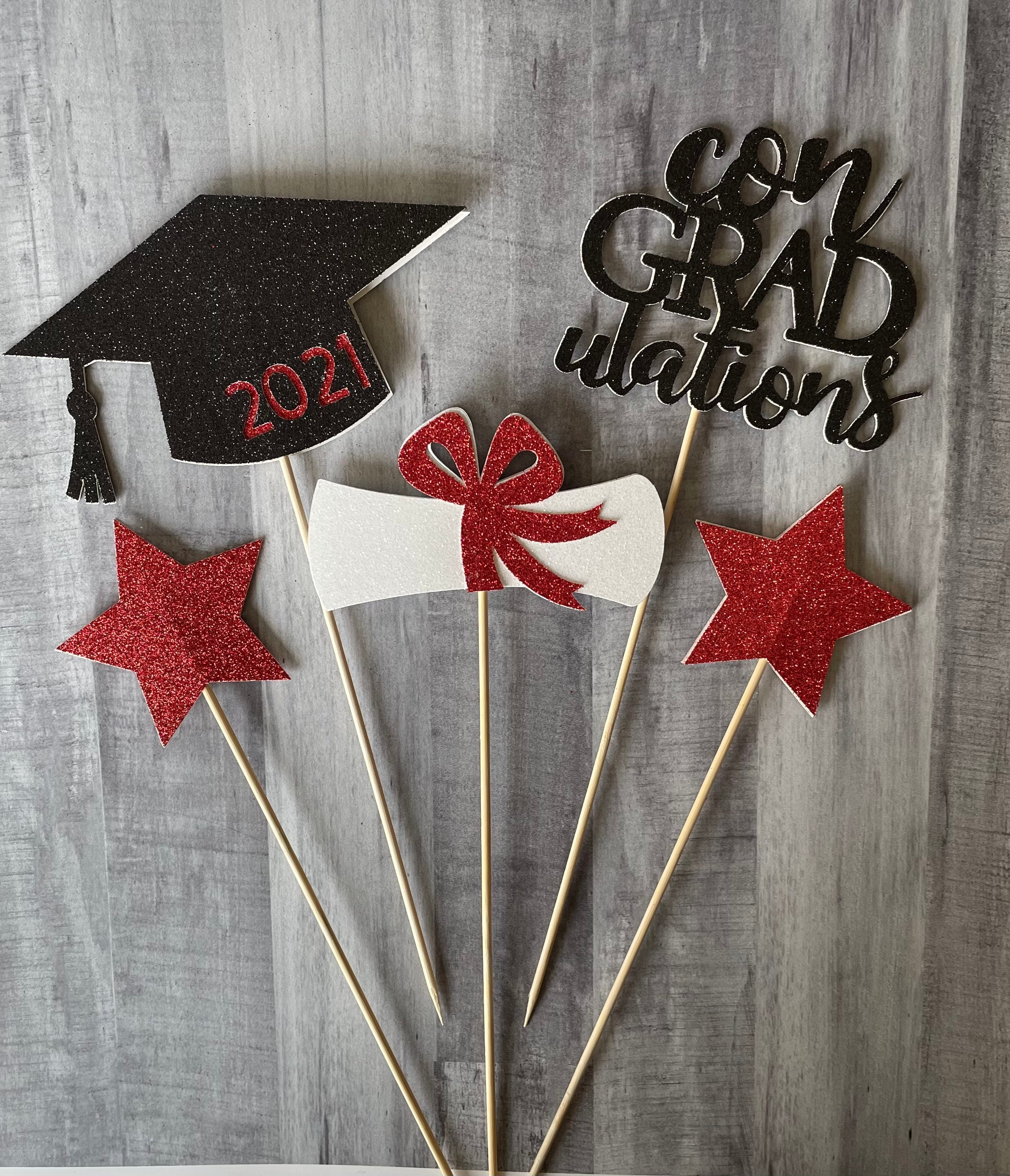 Graduation Centerpiece 5 Piece Set of Graduation Decorations Etsy