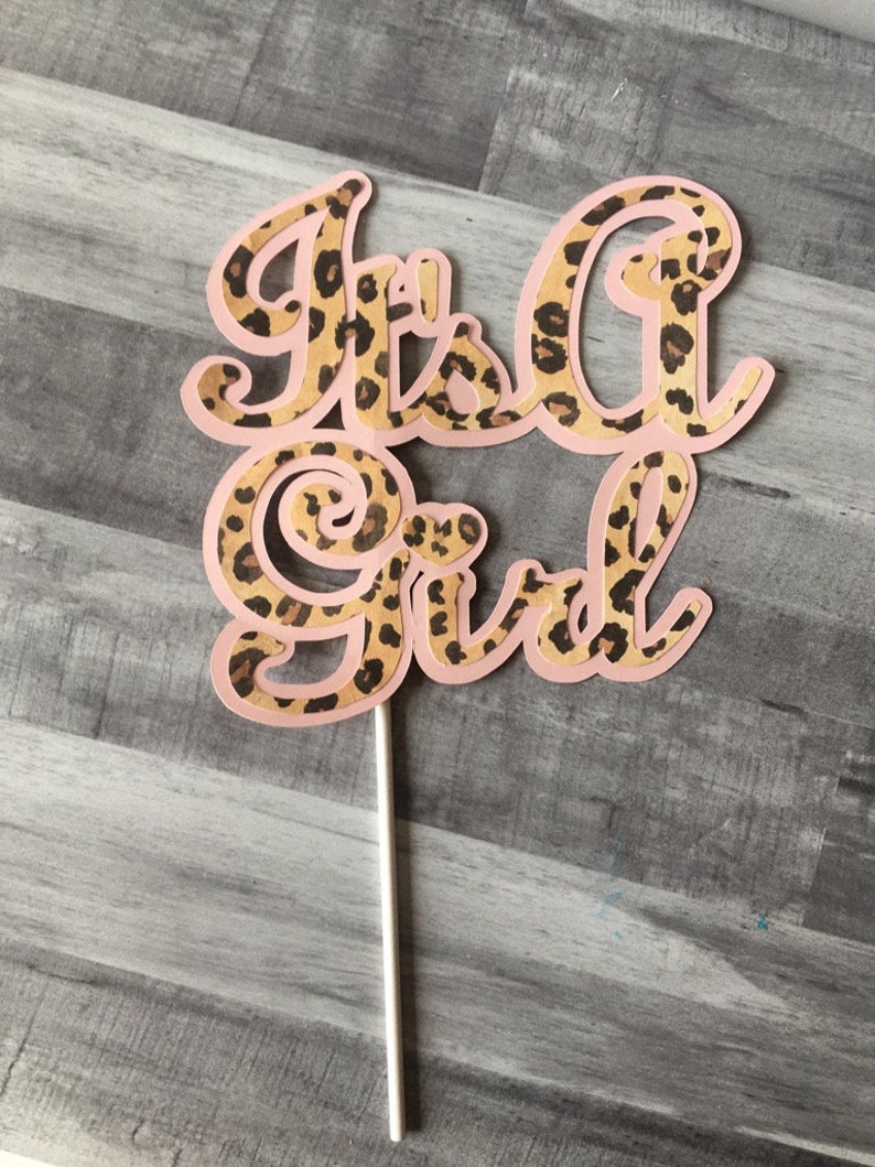 It's A Girl Cake Topper Leopard Cheetah Animal Print Baby | Etsy
