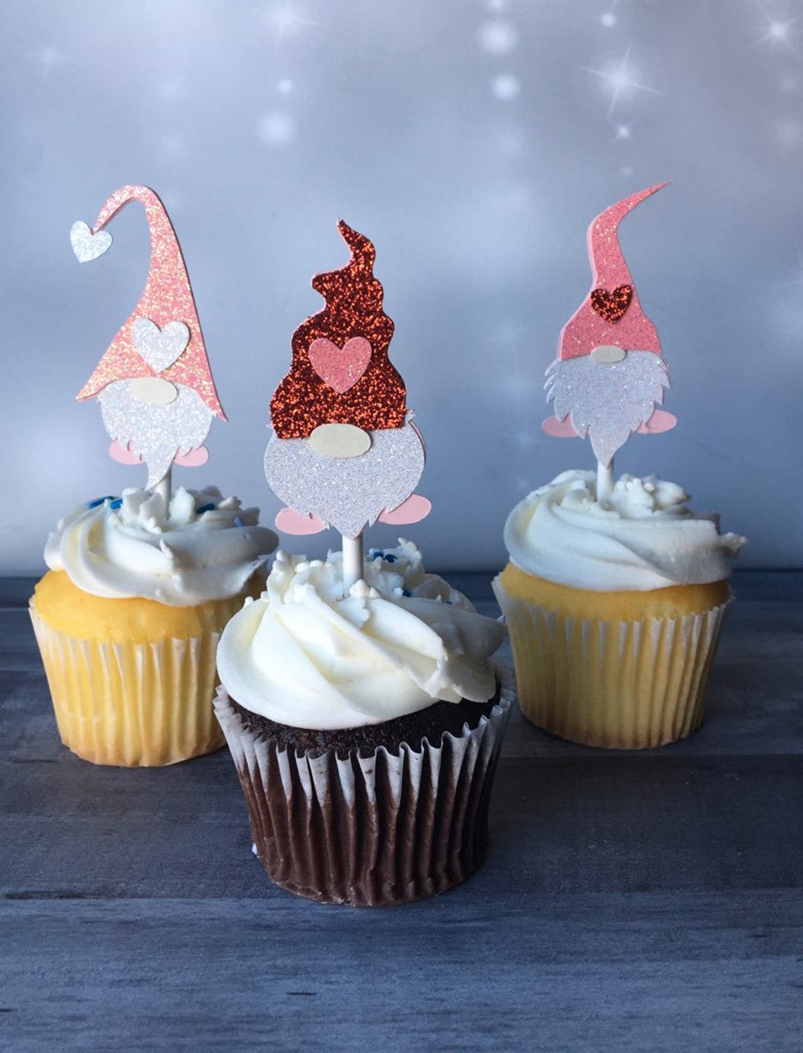 Valentine's Day Gnome Cupcake Toppers Gnome 1st Birthday Etsy