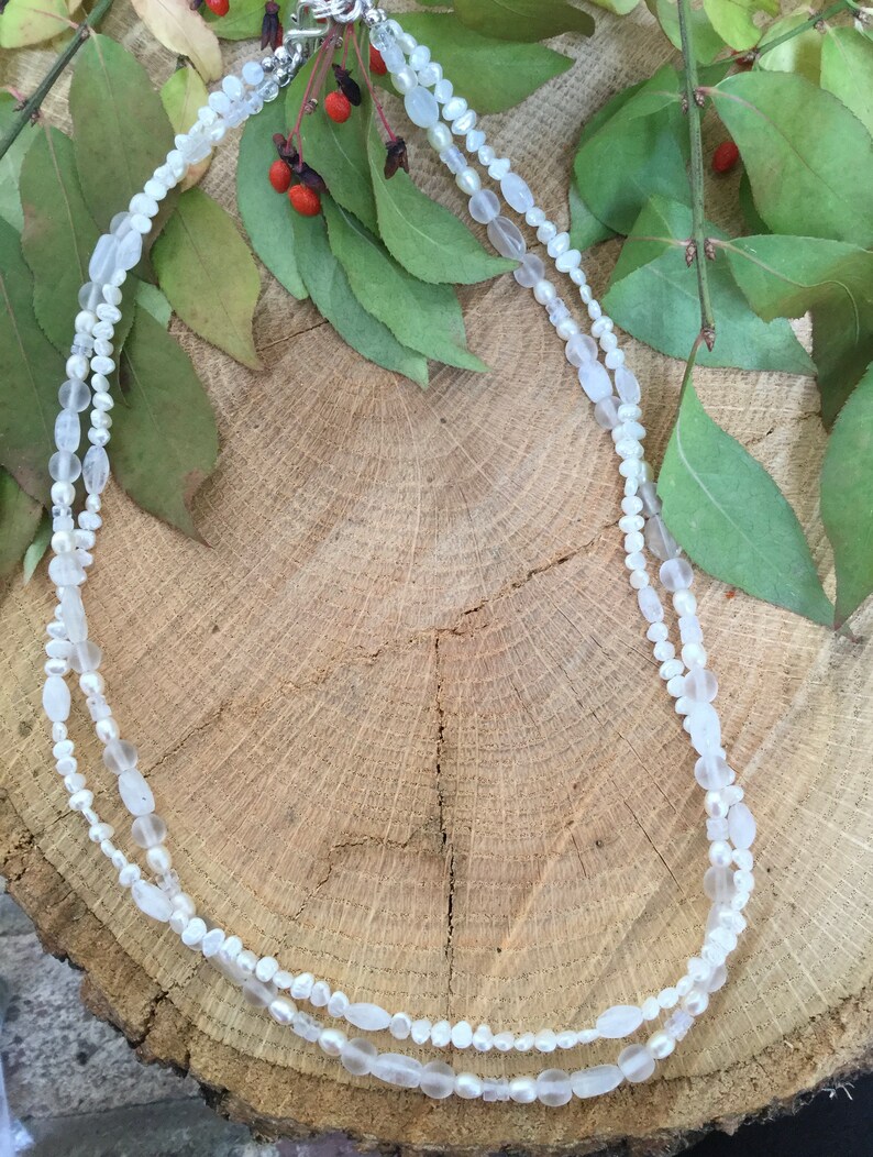 Pearl Necklace White Mother of Pearl Necklace Sterling Etsy