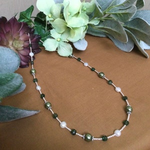 Alexandrite Gemstones, Green Necklace, Green Pearls, White Pearls, Alexandrite Necklace, Sterling Silver