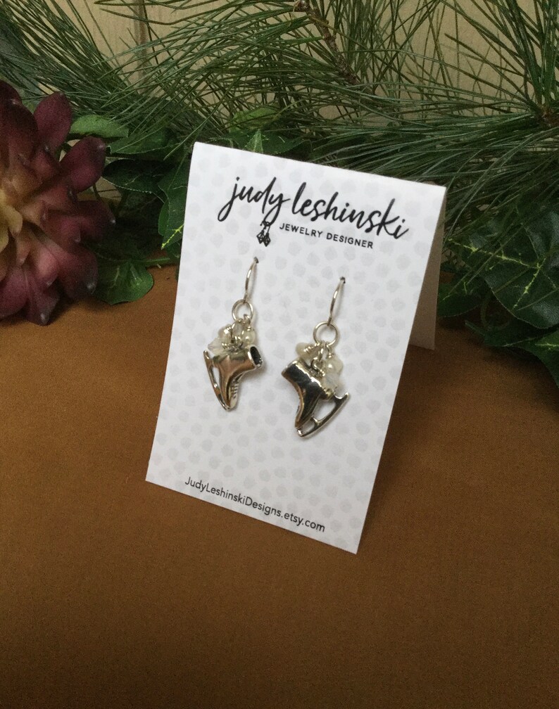 Sterling Silver Ice Skating Earrings, Ice Skate Earrings, Olympic Sport