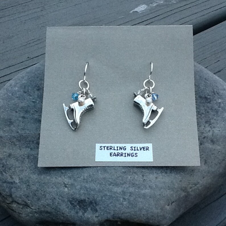 Sterling Silver Ice Skating Earrings, Ice Skate Earrings, Olympic Sport