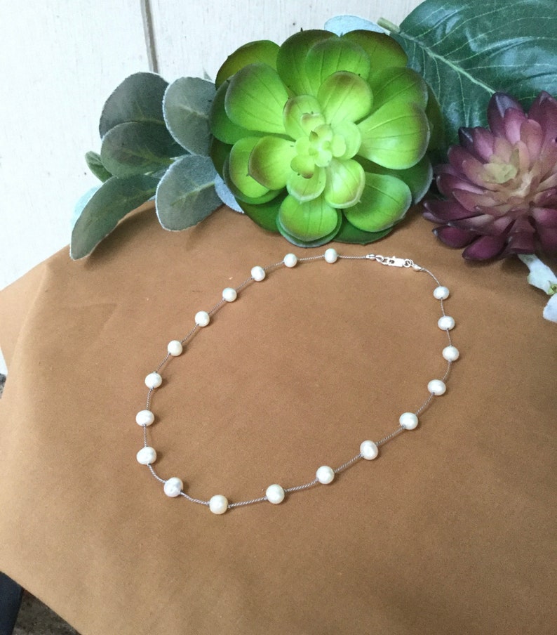 Pearl Necklace White Mother of Pearl Necklace Sterling Etsy