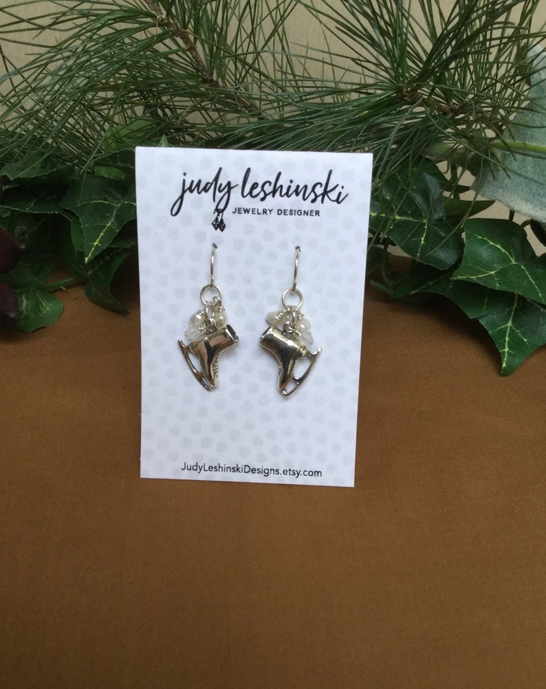 Sterling Silver Ice Skating Earrings, Ice Skate Earrings, Olympic Sport