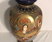 Vintage SATSUMA glazed ceramic Vase late 19th century Vintage decor