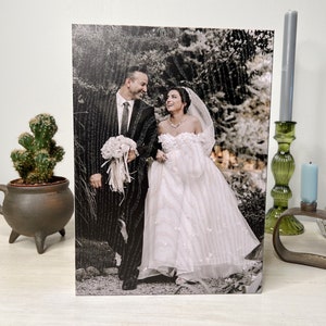 Wedding Photo Print on wood, Wedding gift, Wedding Announcement, Personalized gift, Wedding Anniversary, Wedding Photo, Bride and Groom