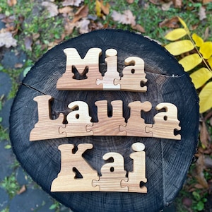 Rompecabezas de letras, regalo de letras de madera personalizadas, nombre de madera independiente, decoración del hogar de madera, juguete educativo, regalo para niños, regalo para bebés, juguete Waldorf