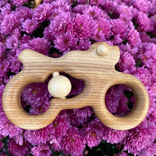 Rattle Motorcycle, Baby Toys, Wooden Toys, Newborn gifts, Baby Shower,