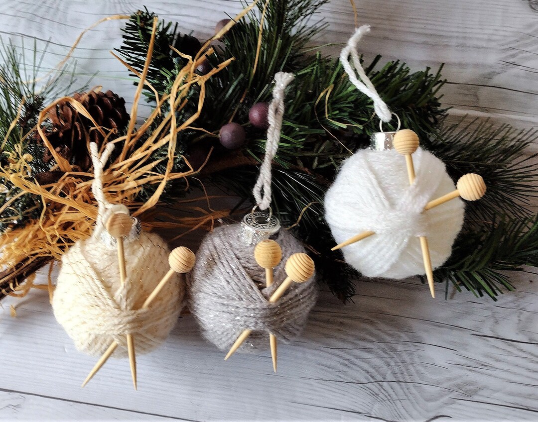 Christmas Ornament, Knitting Yarn Ball Ornament, Handmade, Readyto