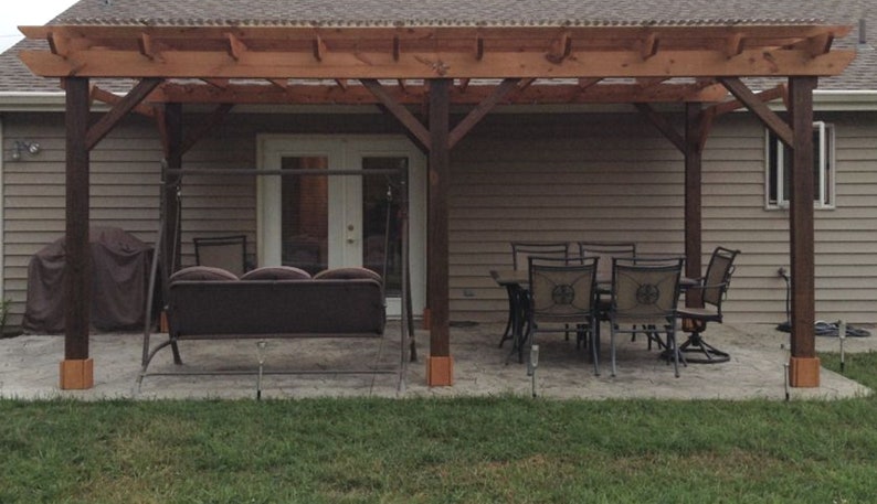 Covered Pergola Plans 12x20' Build DIY Outside Patio Wood Design Covered Deck Backyard Shelter 画像 3