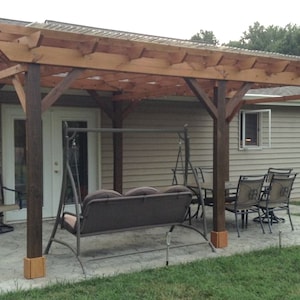 Covered Pergola Plans 12x20' Build DIY Outside Patio Wood Design Covered Deck Backyard Shelter image 1