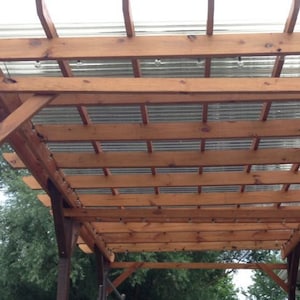 Covered Pergola Plans 12x20' Build DIY Outside Patio Wood Design Covered Deck Backyard Shelter 画像 4