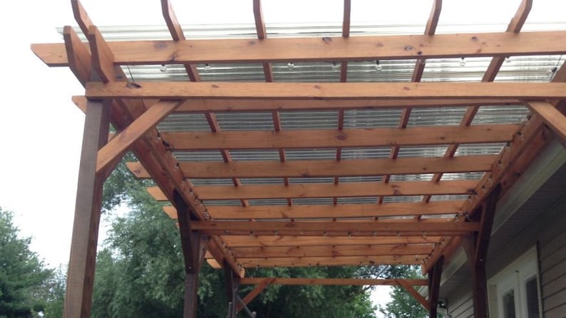 Covered Pergola Plans 12x20' Build DIY Outside Patio Wood Design Covered Deck Backyard Shelter 画像 4