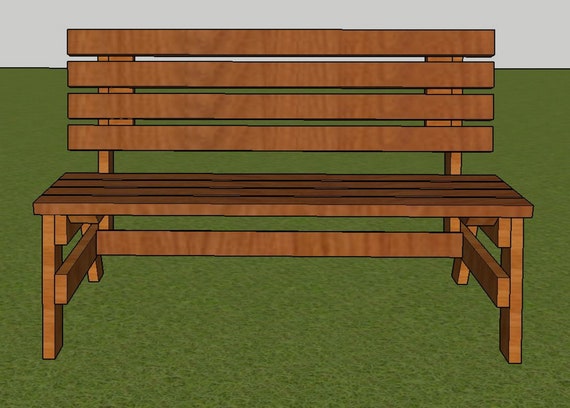 Plans For Park Bench Plans 5ft Long Diy 2x4 Wood Construction Etsy