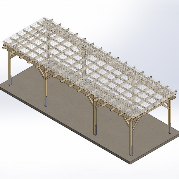 Covered Pergola Plans 12'x32' (8 Post) Build DIY Outside Patio Wood Design Covered Deck Backyard Shelter